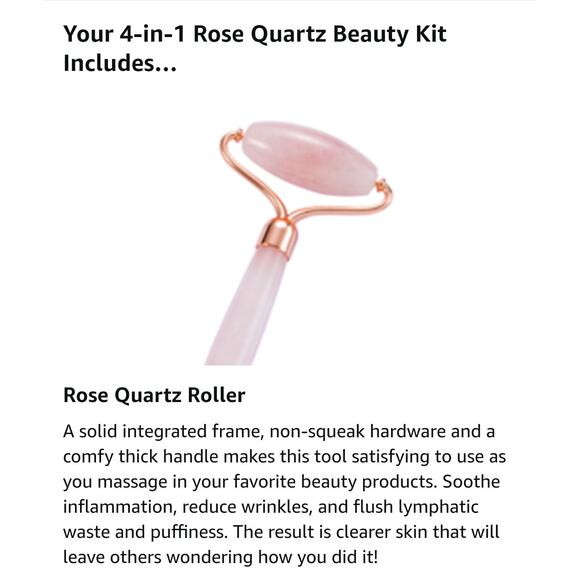 2 Brazilian Rose Quartz Crystal High Quality Facial Rollers Massagers + Gua Sha - Picture 3 of 10